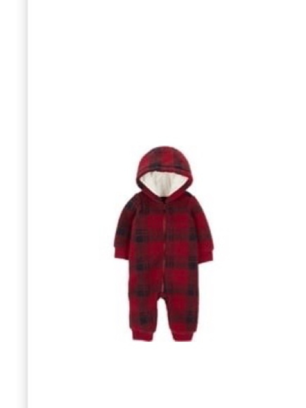 Red Plaid Hooded Baby One-Piece Romper Size 12